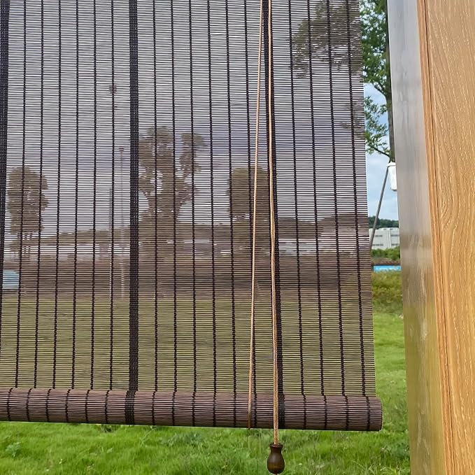XIUXIU Bamboo Roller Shades Roman Shades for Window Roll Up Blinds for Home Light Filtering Indoor Outdoor Patio G71 W x 48" H
