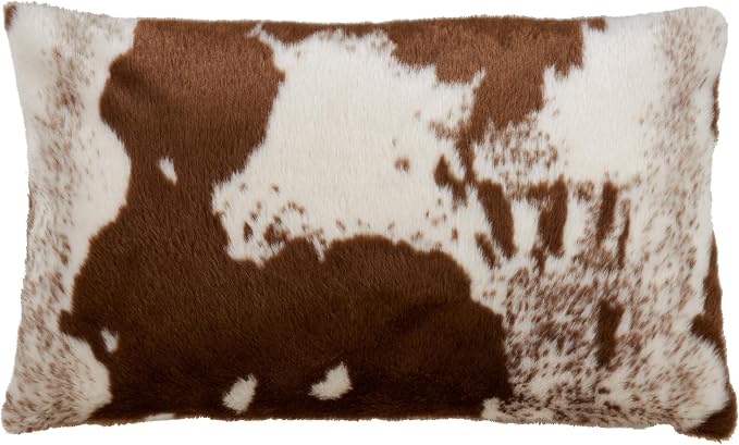 SARO LIFESTYLE Cowhide Design Faux Fur Pillow - Down Filled
