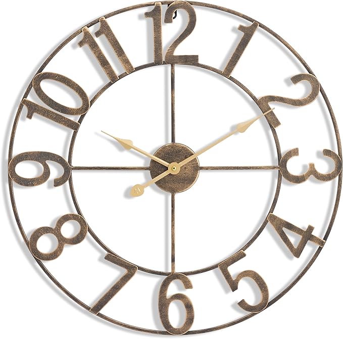 Sorbus Large Wall Clock for Living Room Decor - Wall Clock for Kitchen - 32 inch Big Wall Clock Decorative - Metal Wall Art - Analog Large Clock for Bedroom, Home, Kitchen, Office, Wall Decor (Bronze)