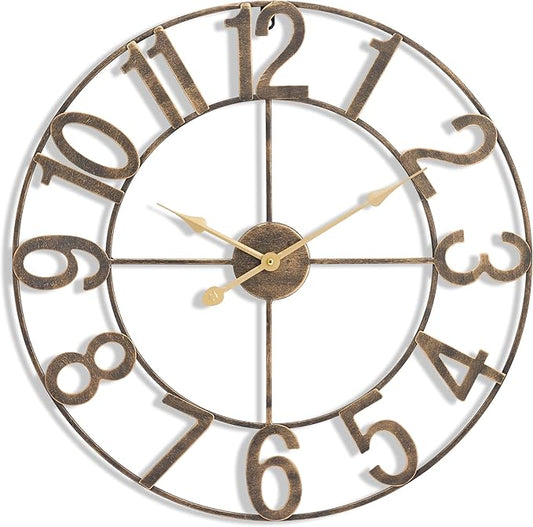 Sorbus Large Wall Clock for Living Room Decor - Wall Clock for Kitchen - 32 inch Big Wall Clock Decorative - Metal Wall Art - Analog Large Clock for Bedroom, Home, Kitchen, Office, Wall Decor (Bronze)