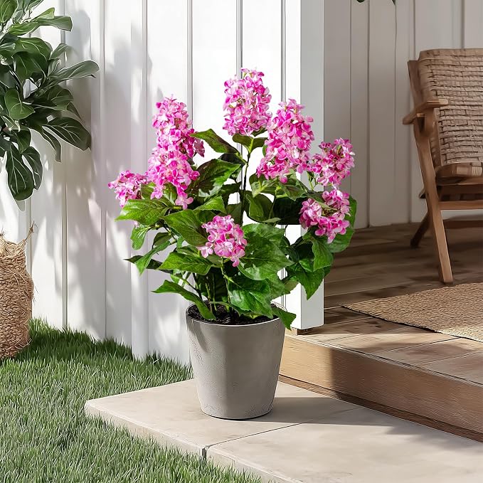 2 Pack Large Artificial Hydrangea Plants Fake Plastic plantas Flowers Trees UV Resistant Indoor Outdoor Realistic Floor Plants Faux Tree for Home Porch Garden Office Porch Patio Front Bonsai Decor