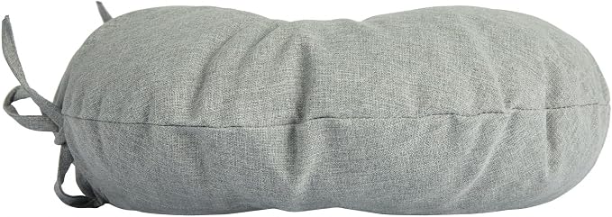 Magpie Fabrics Outdoor 15"x15"x4" Round Bistro Seat Cushions with Ties Set of 2, Tufted Waterproof Patio Floor Chair Pads for Home Garden Balcony Kitchen Office Porch, Grey