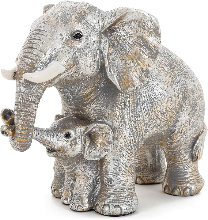 Good Luck Decorations Elephant Gifts for Women,Unique Figurines Decor for The Home, Room,Bathroom,Bedroom,Classroom Shelf Décor (Silver)