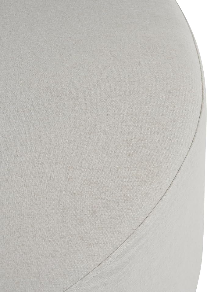 Christopher Knight Home Naylor Modern Fabric Round Ottoman, Living Room Upholstered Foot Stools Foot Rest, Modern Ottoman Coffee Table with Wooden Frame, White