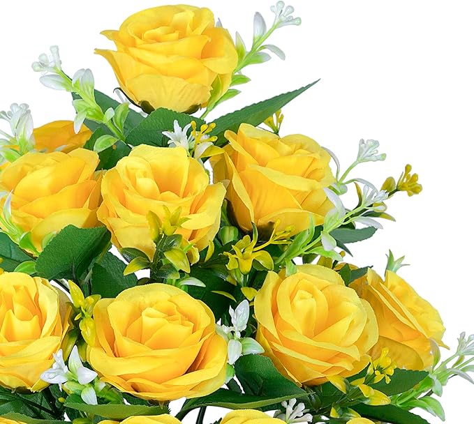 DONODA 2 Sets of Artificial Cemetery Flowers， Outdoor Grave Decorations Roses