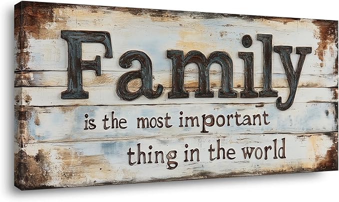 Retro Family Quotes Wall Art for Living Room Canvas Painting Prints Family is the Most Important Thing in the World Rustic Farmhouse Art Deco Modern Artwork Bedroom Kitchen Dining Room Decor Large