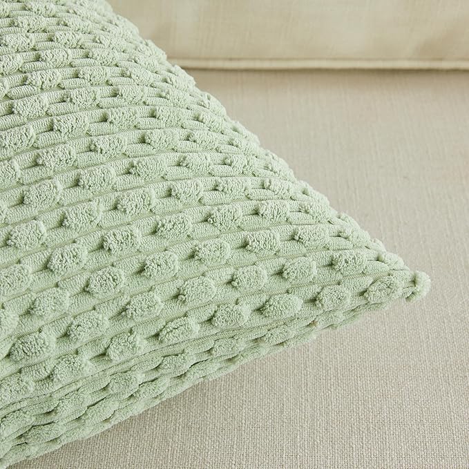 Fancy Homi 2 Packs Sage Green Long Lumbar Decorative Throw Pillow Covers 14x24 Inch for Couch Bed Sofa, Modern Farmhouse Boho Home Decor, Soft Cute Plush Corduroy Rectangle Cushion Case 35x60 CM
