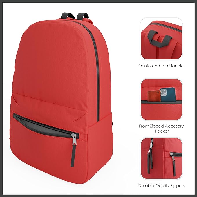 200 Pack Bulk Backpacks, Wholesale 17-Inch Lightweight Bookbags for Kids, Adults, School, Classroom, Travel, Gym Supplies with 1 Large, 1 Small Pocket, Perfect for Events, Corporate Bundles, Black