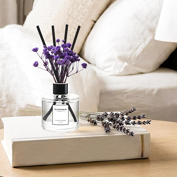 Reed Diffuser Set of 3 Pack,Clean Linen/Lavender Eucalyptus/Ocean Breeze Scented Oil Diffuser with Sticks(1.7 fl oz Each Pack),Air Freshener for Bedroom Bathroom Office | Shelf Decor