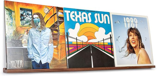 Vinyl Record Shelf - A 3-Feet Long Display Shelf Made of Solid Walnut - A Wall Mount for Your Favorite Records -This Vinyl Record Holder Fits All Records (Walnut)