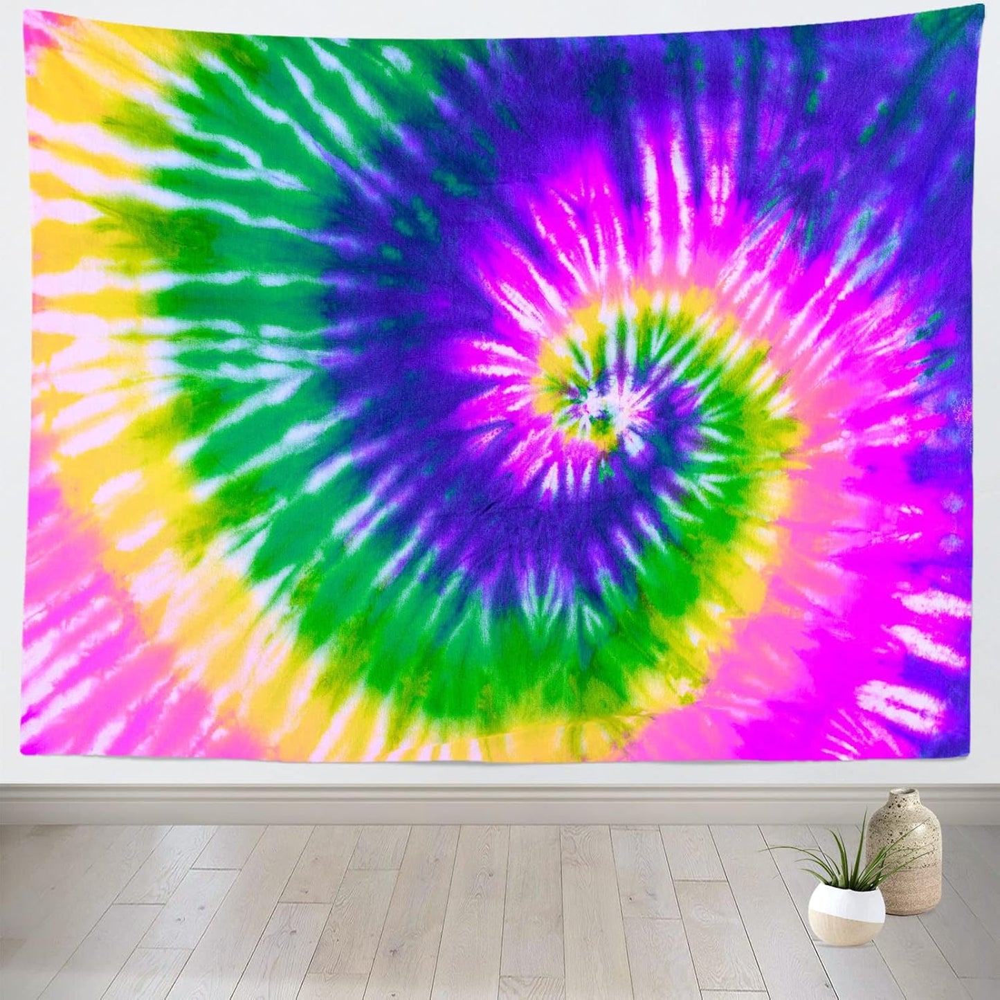 BELECO Tie Dye Tapestry Fabric Wall Hanging 92x70 Inch Hippie Tapestry 60's Tie Dye Wall Decor Watercolor Rainbow Spiral Tie Dye Art Tapestries for Bedroom Living Room Dorm Home Decor