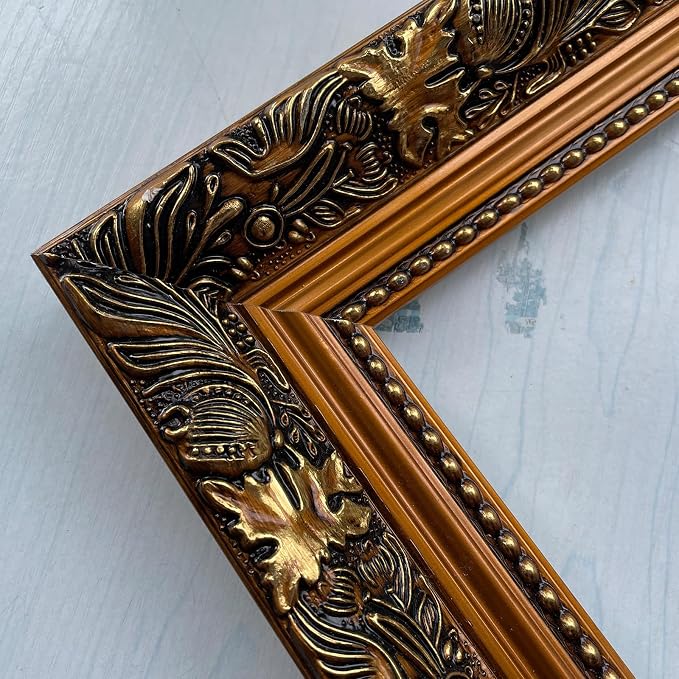 Akfado Vintage Gold Frame for 16x20 Canvas Paintings, 2.36” Wide Victorian Ornate Art Frame for Antique Portraits Countryside Season Landscape Art Show Exhibition (No Front Cover & Backboard)
