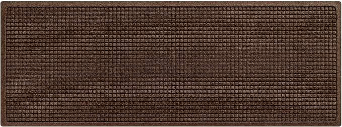 WaterHog Squares Front Door Mat Indoor Outdoor Entrance, Absorbent All-Weather Doormat with Non-Slip Rubber Backing, Dirt & Moisture Trapper, Low Profile, Easy Clean, Made in USA, 22"x60" Dark Brown