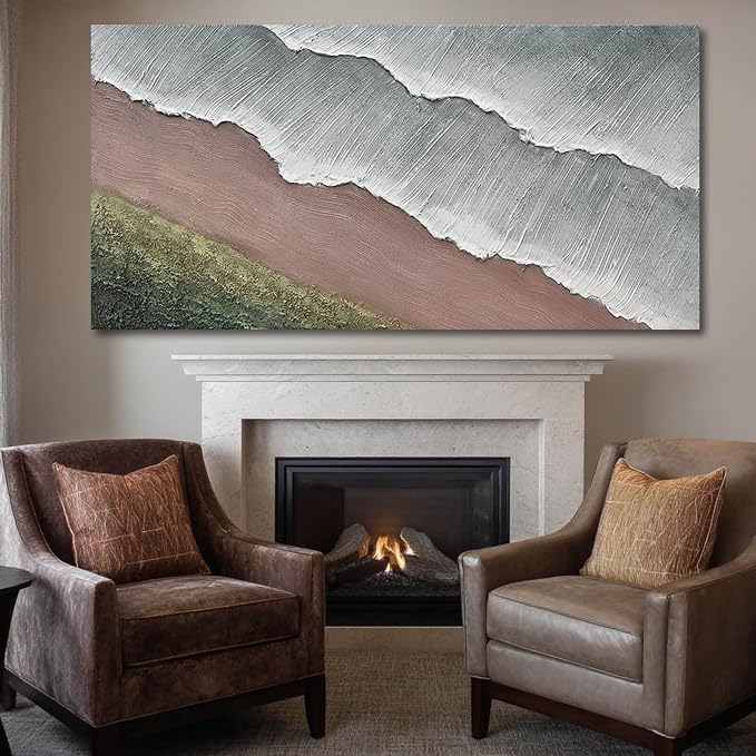 SHEYOYE Large Abstract Green Canvas Wall Art and White Home Decor Beach Wall Art | Dining Room Wall Decor for Living Room, Bedroom & Office 29" x 58"