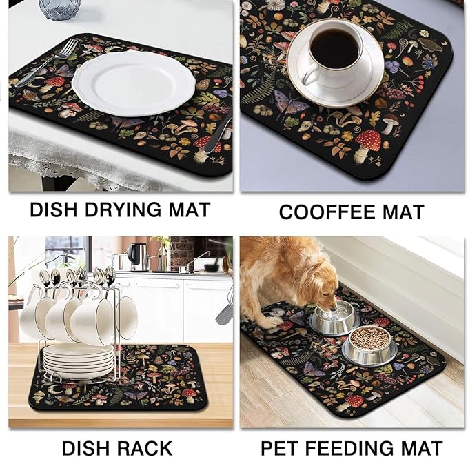 Fun Coffee Mat 23inx15in,Coffee Bar Mat for Countertops,Absorbent Hide Stain Anti-Slip Coffee Bar Accessories Fit Under Coffee Machine Mat,dish Drying Mats for Kitchen