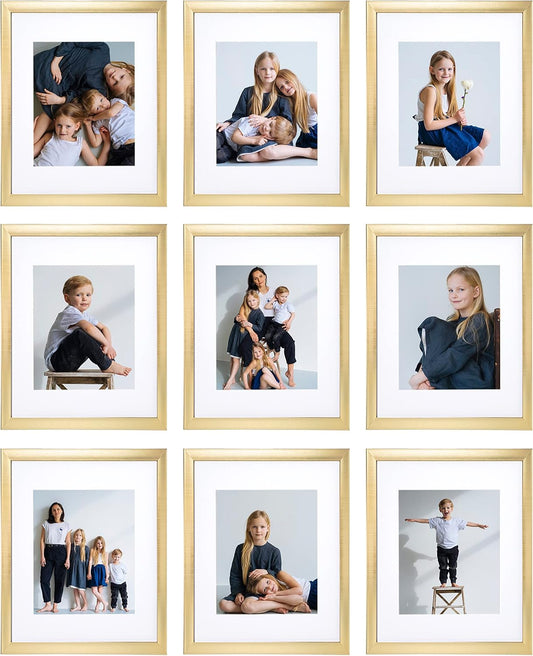 Sheffield Home 9 Piece Gallery Wall Frame Set, 11x14 Inch, Gold