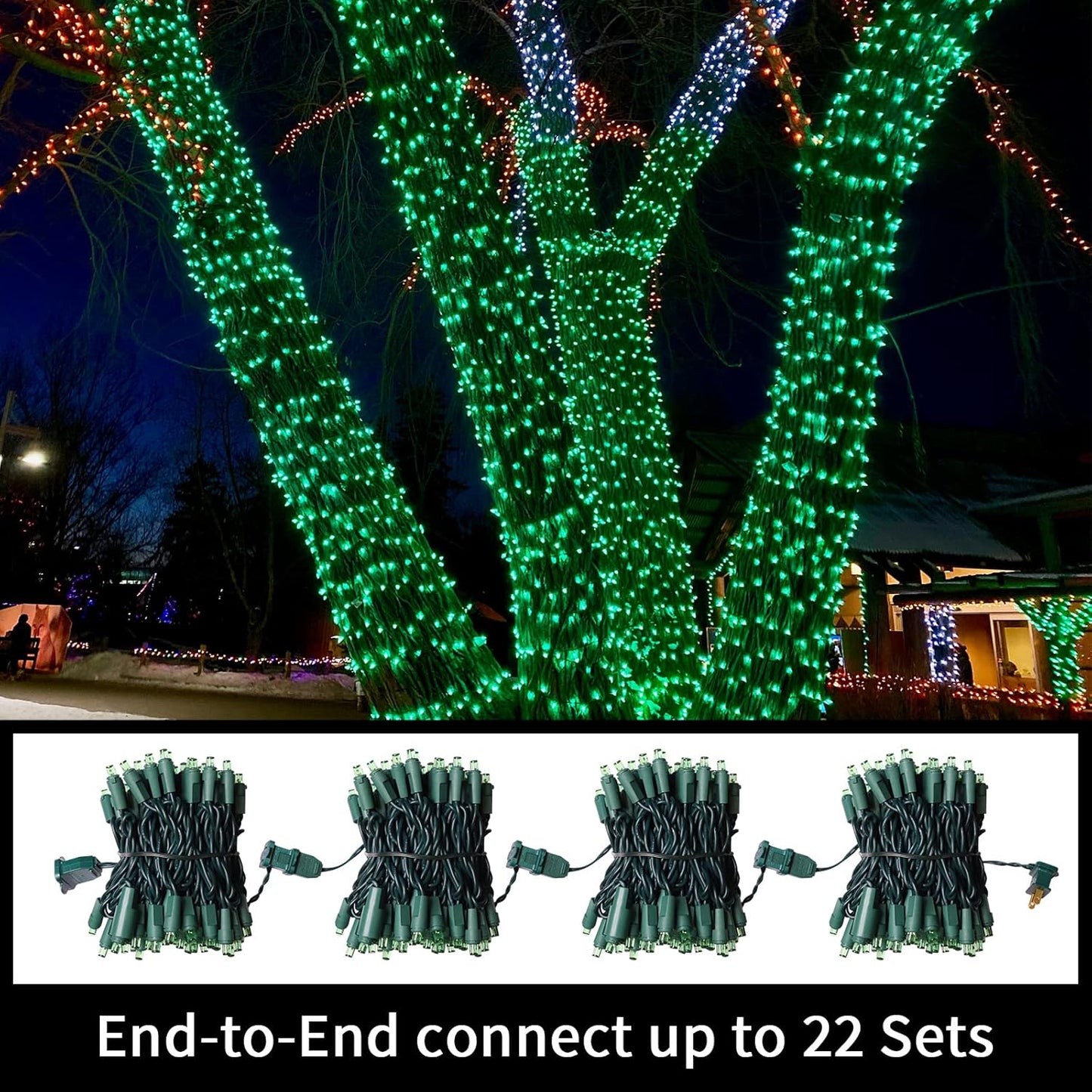 100 Count Green- String Lights - 21.6FT LED Christmas Lights, Mini led Lights for Indoor Outdoor Home Holiday Party Wedding Independence Day Decoration