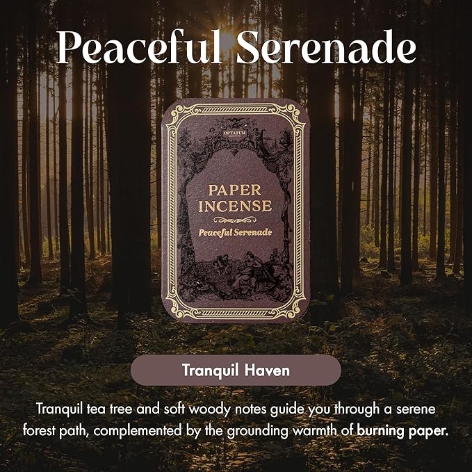 Paper Incense - 48pcs with Vintage Tin Case, Burning Papers Infused with Natural Essential Oils, Quick Usage & Long-Lasting Fragrance, Eliminating Bathroom, Kitchen, Pet Odors - Peaceful Serenade