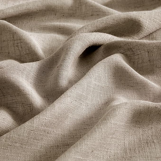 MIULEE Taupe Grey Linen Curtains 108 Inches Long 2 Panels for Bedroom Living Room, Soft Linen Textured Window Drapes Semi Sheer Light Filtering Back Tab Rod Pocket Farmhouse Modern Burlap Look Decor