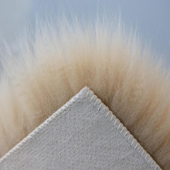Sheepskin Chair Cushion Non-Slip Back Square Genuine Fur Chair Cover Silky Natural Wool Seat Cushion Pad Soft Area Rugs Carpet for Home Office Restaurant Chair 18x18 Inch (Pack of 2), Khaki Camel