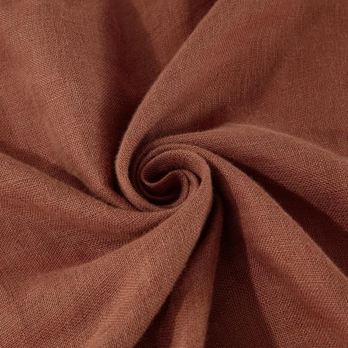 Chezmoi Collection Brussels Belgian Flax Linen Throw Blanket, 50" x 70" - Pre-Washed Super Soft Lightweight Breathable Summer Blanket Sedona Red Color for Living Room Couch & Bed