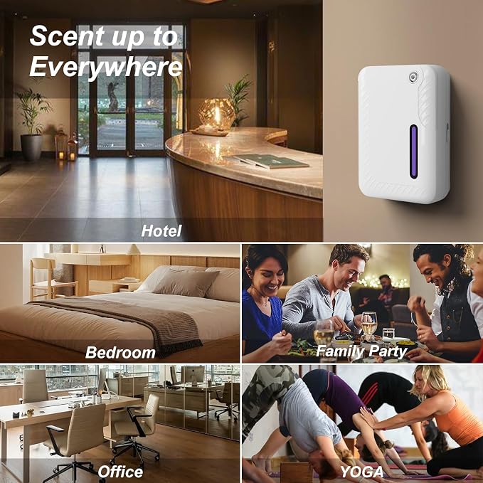 Smart Scent Air Machine for Home, Bluetooth & WiFi Waterless Essential Oil Diffuser with Cold Air Tech 250ML, 1500 sq. ft Coverage Scent Diffuser for Large Room, Office, Spa, White