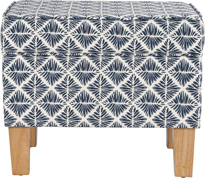 HomePop 22" Modern Rectangular Storage Ottoman - Blue Geometric Pattern