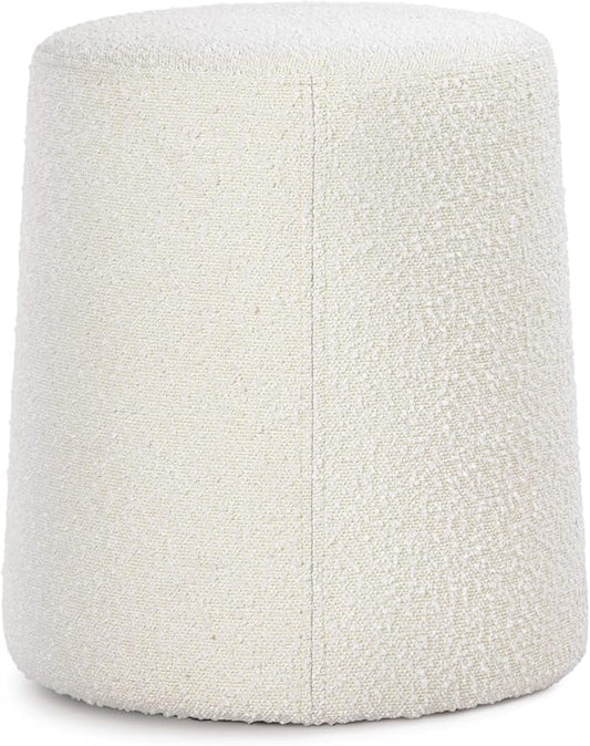 HomePop Organic Shape Ottoman (No Lid, Seat Only) | HomePop Home Décor | Round Pouf Foot Rest – Cream Boucle