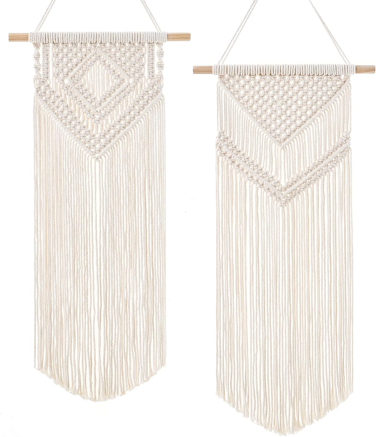 Dahey 2 Pcs Macrame Wall Hanging Woven Tapestry Wall Art Decor - Beautiful for Boho Home Decor, Apartment, Nursery, Party Decorations, 26" L×13" W, Medium