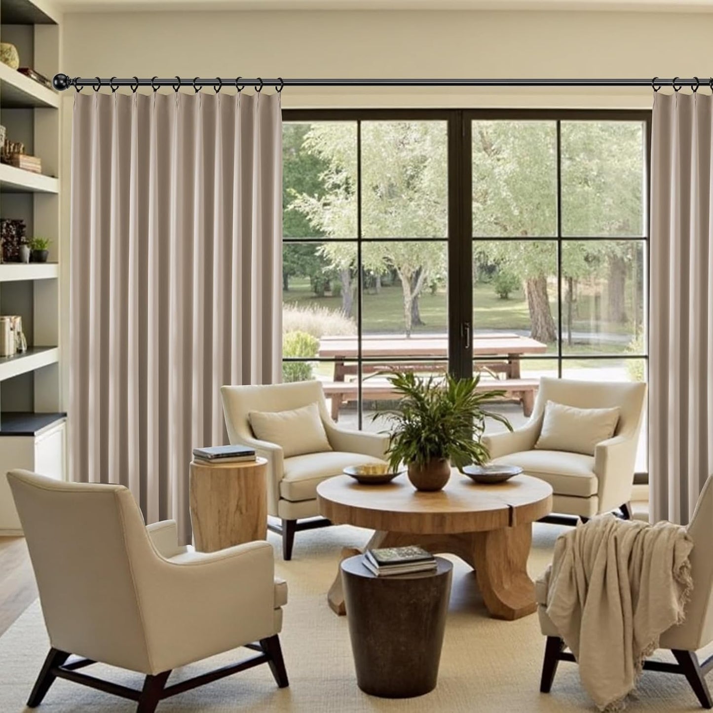 KangBang Pinch Pleated 120 Inch Blackout Curtains for Bedroom, Extra Long Thermal Insulated Window Treatment Panels Room Darkening Privacy Assured Drapes for Villa(40Wx120L,2 Panels, Taupe)