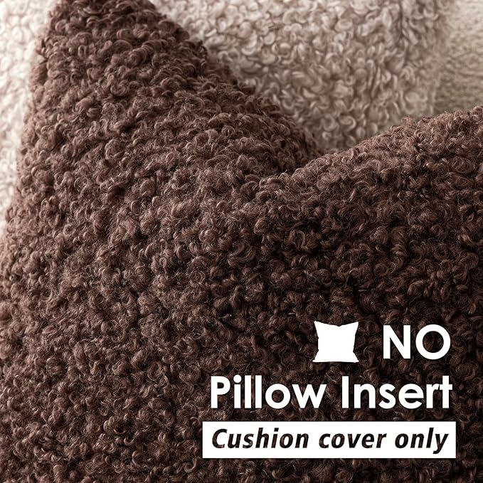 Foindtower 2 Pieces 16x16 Inch Red Brown, Faux Fur Throw Pillow Cover Accent Sherpa Furry Pillow Covers Fuzzy Soft Pillowcases Cozy Sheepskin Decorative Fleece Cushion Case for Bed Couch Living Room