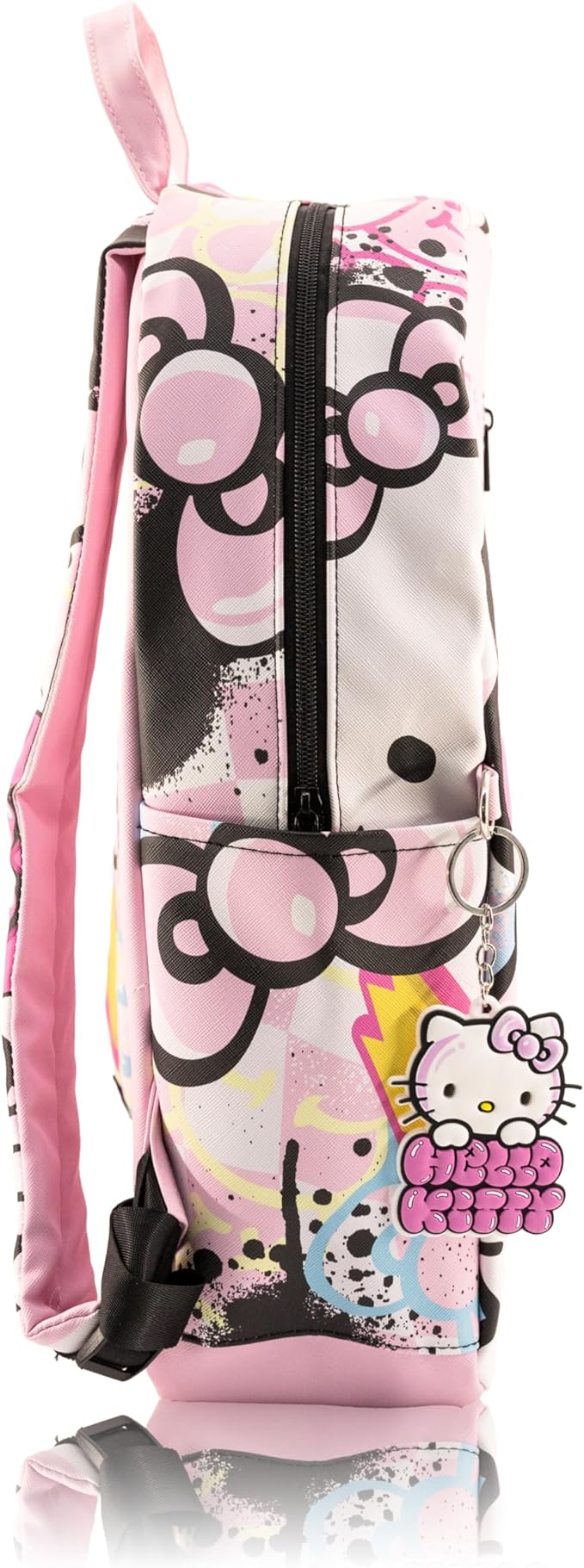 Fast Forward Sanrio Hello Kitty Backpack for Teens | 16" Saffiano Leather School Bookbag with Rubber Luggage Tag | Hello Kitty Backpack Purse for Girls, Boys, Unisex | Officially Licensed