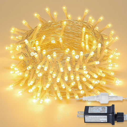 String Lights Indoor Bedroom, 100 LED 33FT Fairy String Lights Outdoor Waterproof, 8 Modes Connectable Twinkle Christmas Light Plug in for Classroom Dorm Patio Tree Garden Decor(Warm White)
