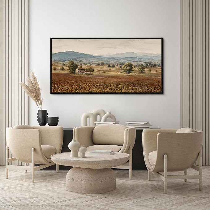 yiijeah Framed Artwork for Walls Extra Large Vintage Nature Earthy Wall Art landscape pictures Canvas Paintings Decor for Living Room Bedroom Entryway 40x20 Inches