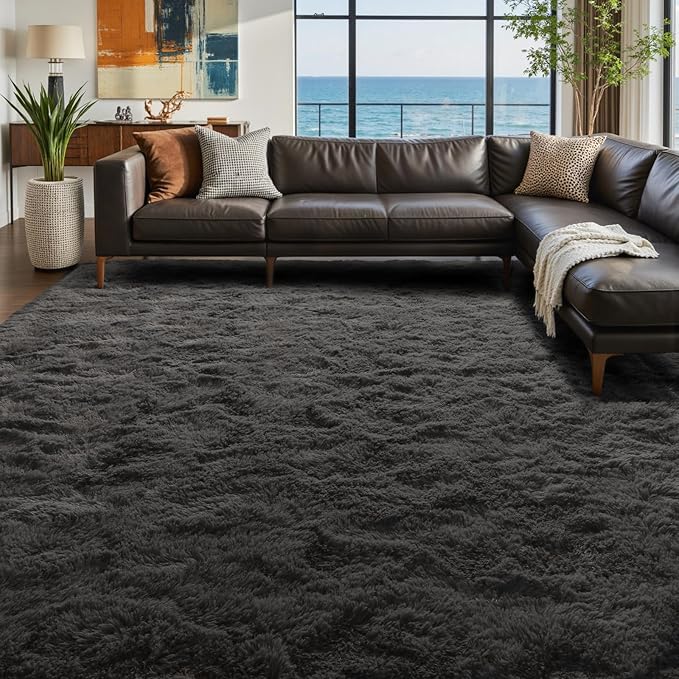 6x9 Ft Large Shag Rugs for Living Room Decor, Ultra Soft Fluffy Furry Area Rugs for Bedroom Indoor Floor, Aesthetic Carpet for Kids Home (Grey)