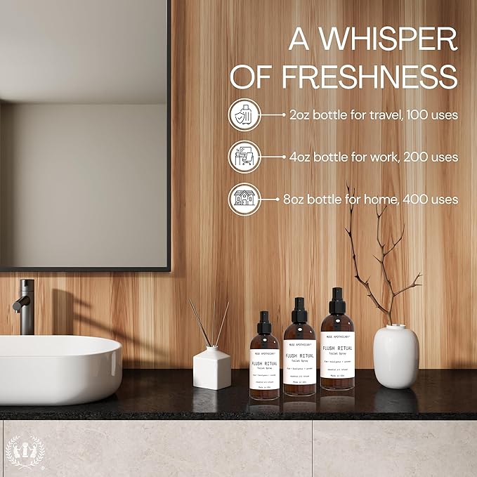 Muse Apothecary Flush Ritual - Aromatic & Refreshing Toilet Spray, Use Before You Go, 8 oz, Infused with Natural Essential Oils - Aloe + Eucalyptus + Lavender, 2 Pack
