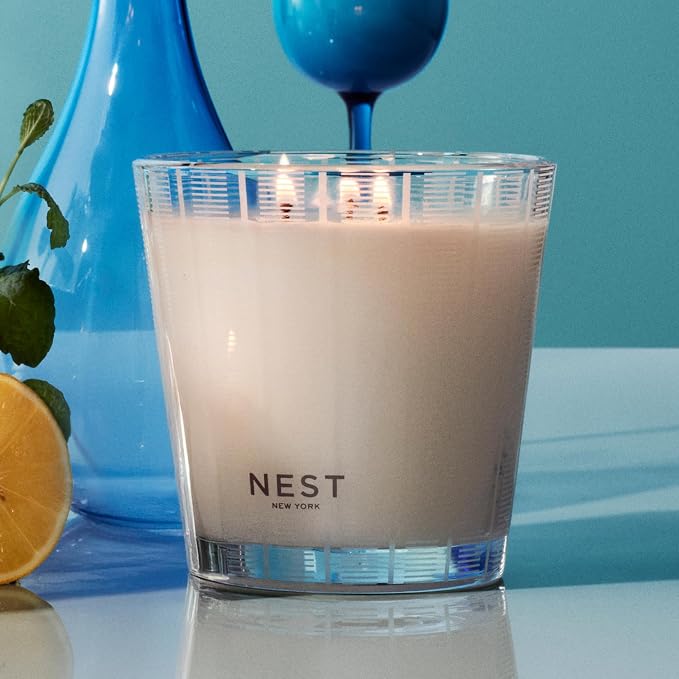 NEST New York Scented 3-Wick Candle, Amalfi Lemon & Mint - 21.2 oz, Pack of 2 - Up to 100-Hour Burn Time - Reusable Glass Vessel