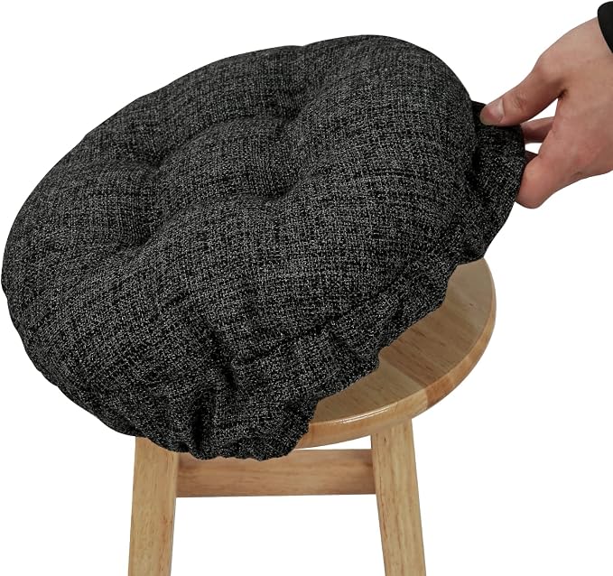 SINOSSO Modern Bar Stool Cushion Dia.13, Fashion Interweaving Design Anti-Skid Silicone Round Stool Seat Cushion Cover Padded (Black, M,1)