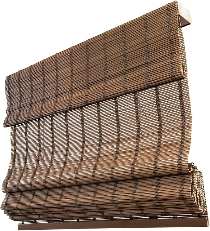 CHICOLOGY Bamboo Roman Shade, Cordless Light Filtering Woven Wood Window Treatment for Living Room, Dining Room, Kitchen & Office, Natural Bamboo Blinds for Boho Coastal Decor, Bear, 39" W x 64" H