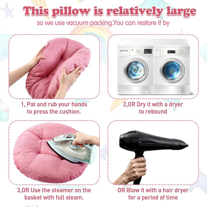 Fumete 8 Pcs 16 Inch Floor Cushions Pillow for Kids Bulk Classroom Round Flexible Seating Floor Cushions for Students Home Daycare School Reading Corner Yoga Meditation Picnic (Pink)