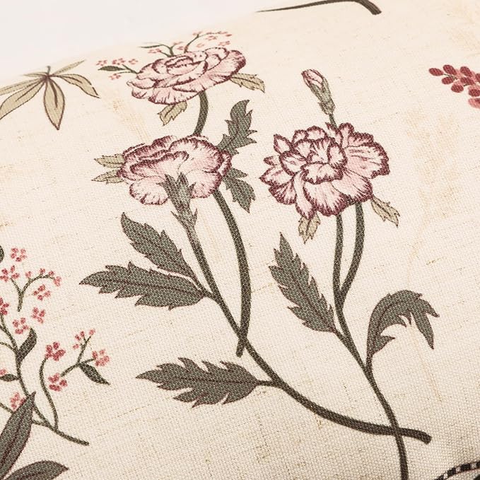 ISAENNE Designer Vintage Linen Throw Pillow Cover,28"x12"-Helena A | Elegant French Rectangle Pillow Cover,Concealed Zipper Design,Floral Pattern,Sofas,Bedroom,Living Room,Lounge Chairs