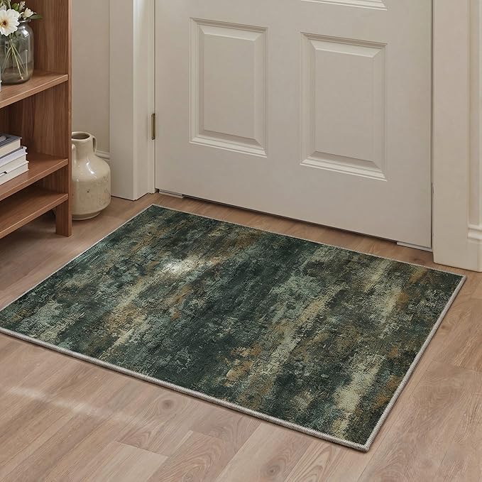 BEIMO 2x3 Rugs for Entryway Entrance Kitchen Bathroom, Machine Washable Rug Modern Abstract Soft Area Rug, Low Pile Indoor Floor Carpet with Non Slip Backing, Smoky Sage Green