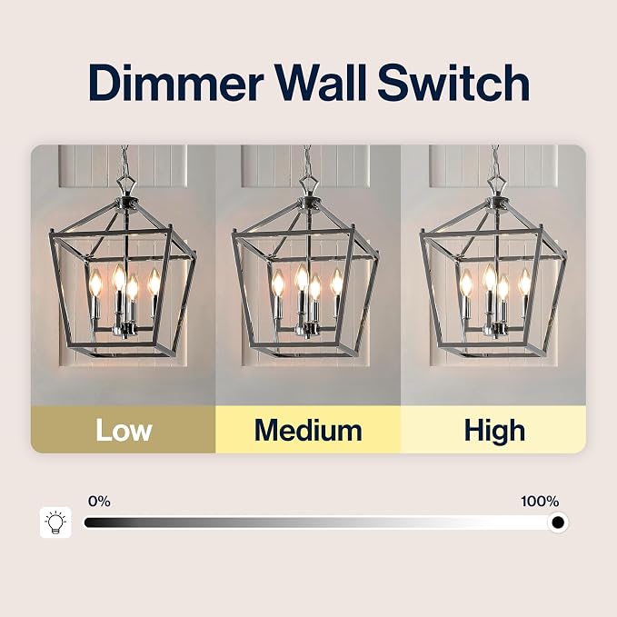 JONATHAN Y 12" Chrome Lantern Pendant Light, 1-Light Pagoda Style Metal Cage Farmhouse Hanging Ceiling Fixture for Kitchen Island, LED Bulb Included (JYL7436C)