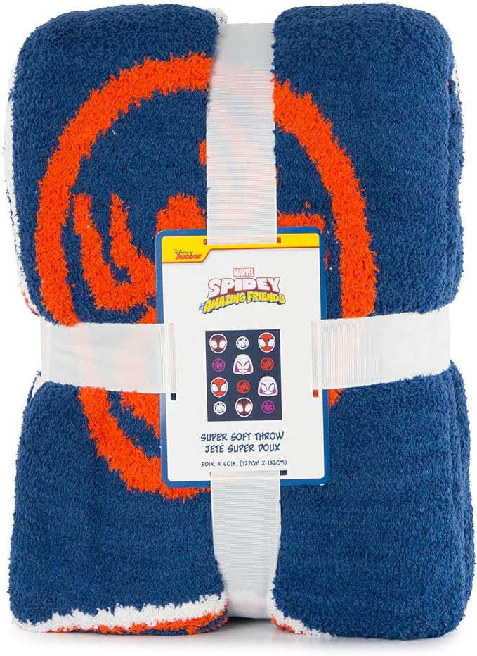 Jay Franco Marvel Spidey & His Amazing Friends Feather Knit Fluffy Throw Blanket - Ghost Spider and Miles Morales Fuzzy Blanket Measures 50 x 60 inch - Super Soft Lightweight Bedding