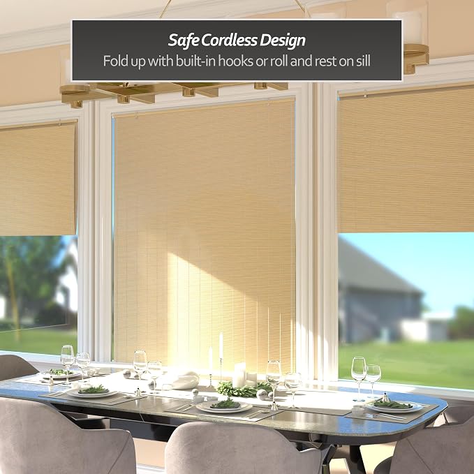 Red Lantern Bamboo Cordless Window Shade - Natural, 48" Wide