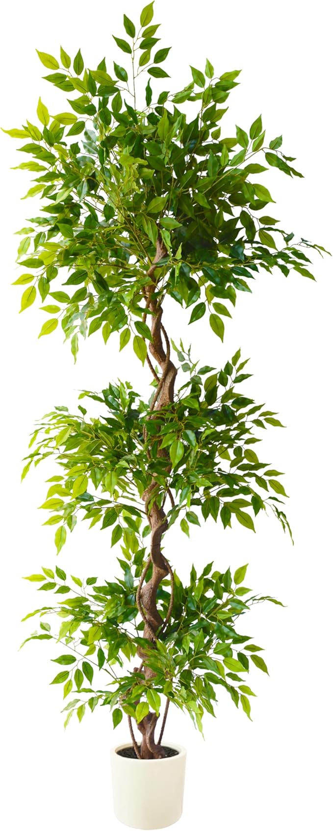7ft Artificial Ficus Tree, 83" Tall Fake Plant with Natural Curved Trunk, Faux Ficus Floor Plants for Home Living Room Office Garden Balcony Decor Indoor