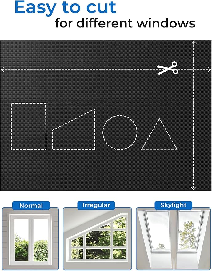 Sumobaby 50"x59" Portable Blackout Curtains, Blinds for Windows with Hook & Loop Tapes, 100% Blackout Window Shades, Curtains Easy to Cut Fit for Bedroom, Baby Room and TV Room (Black)