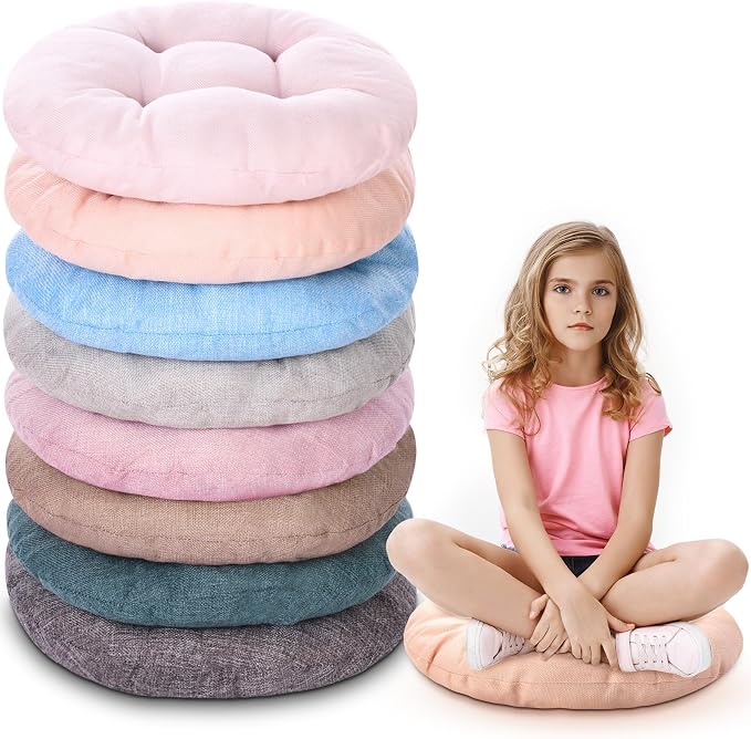 Fumete 8 Pcs 16 Inch Floor Cushions Pillow for Kids Bulk Classroom Round Flexible Seating Floor Cushions for Students Home Daycare School Reading Corner Yoga Meditation Picnic (Cloudy Pastel)