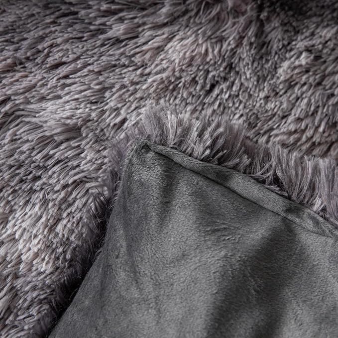 chovy Faux Fur Tie-Dyed Black Gray White Colorful Comforter Sets King - 3PC Bed Set Ultra Soft Plush Flannel Velvet Fluffy Fuzzy Bedding（Comforter x 1 Pillowcases x 2）