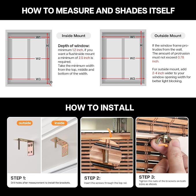 LazBlinds Cordless Bamboo Roman Shades for Windows, 35.5x64, Greystone | Light Filtering Natural Bamboo Blinds, Easy Lift Cordless Design for Living Room & Bedroom, Fits Interior Windows